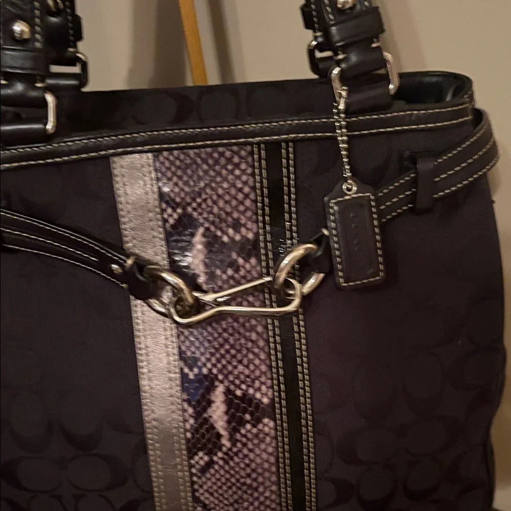 Coach Hampton signature canvas/python/leather carryall E0951-F13993 and wristlet